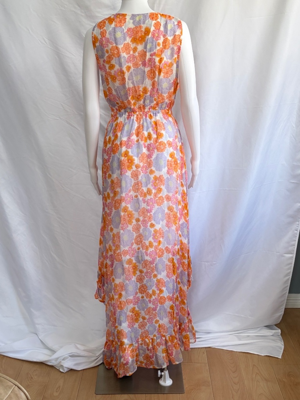 Sundress Delina Maxi Dress Orange Pink Purple Tie Front Ruffle Hem - Size M/L - Picture 4 of 7